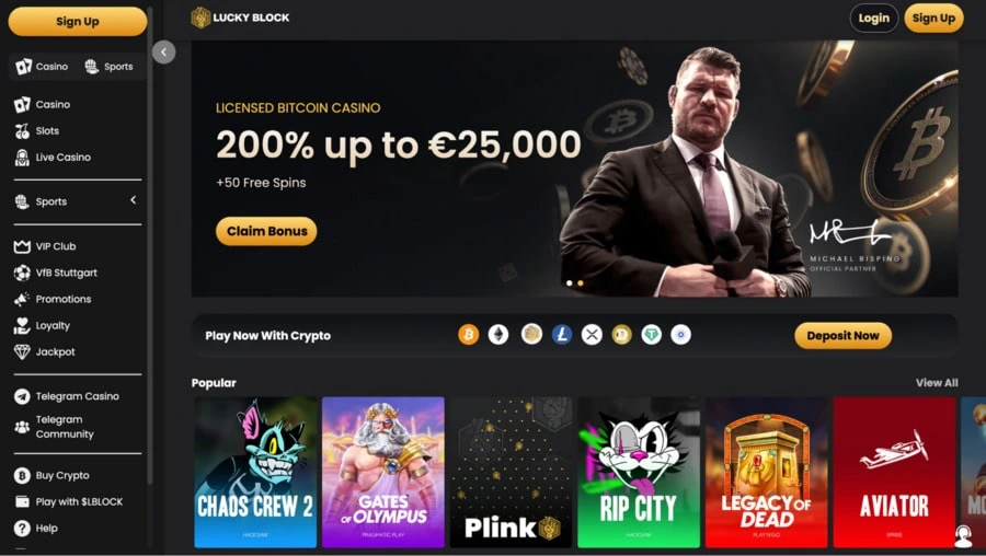 lucky block casino screen